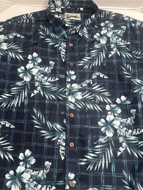 Milano Navy Floral Plaid Button-Down Shirt